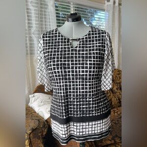 JM Collection Grid Pattern Women's Blouse